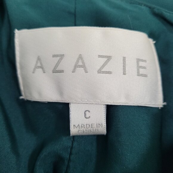 Azazie Dark Green Chiffon Tie Back Padded Bridesmaid Maxi Dress Gown Size C - Picture 3 of 16